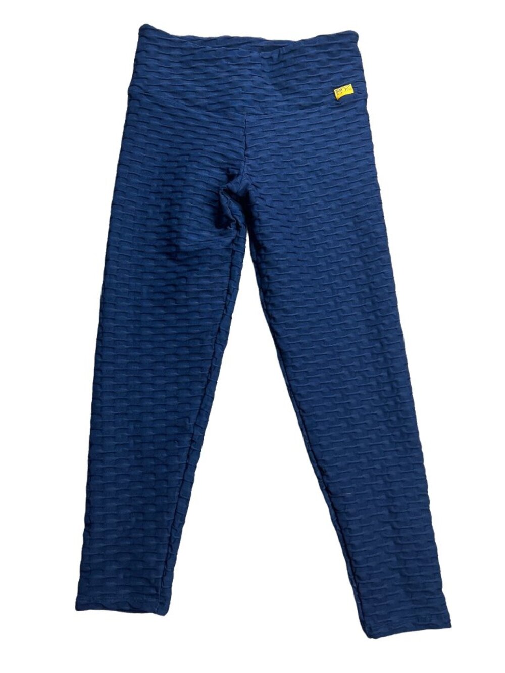 Maristella Citelli Blue Textured High-Waisted Leggings M 91% Nylon 9% Spandex Ma